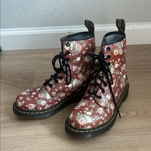 Floral Lace-Up Boots